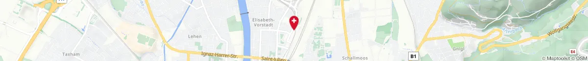 Map representation of the location for Bahnhof-Apotheke in 5020 Salzburg